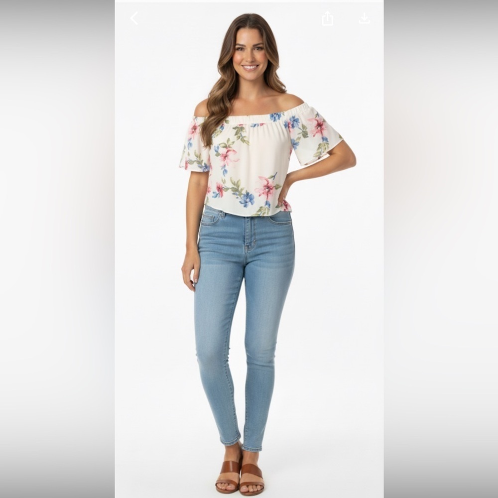 ALYTHEA size small white floral flirty crop top - Picture 5 of 5